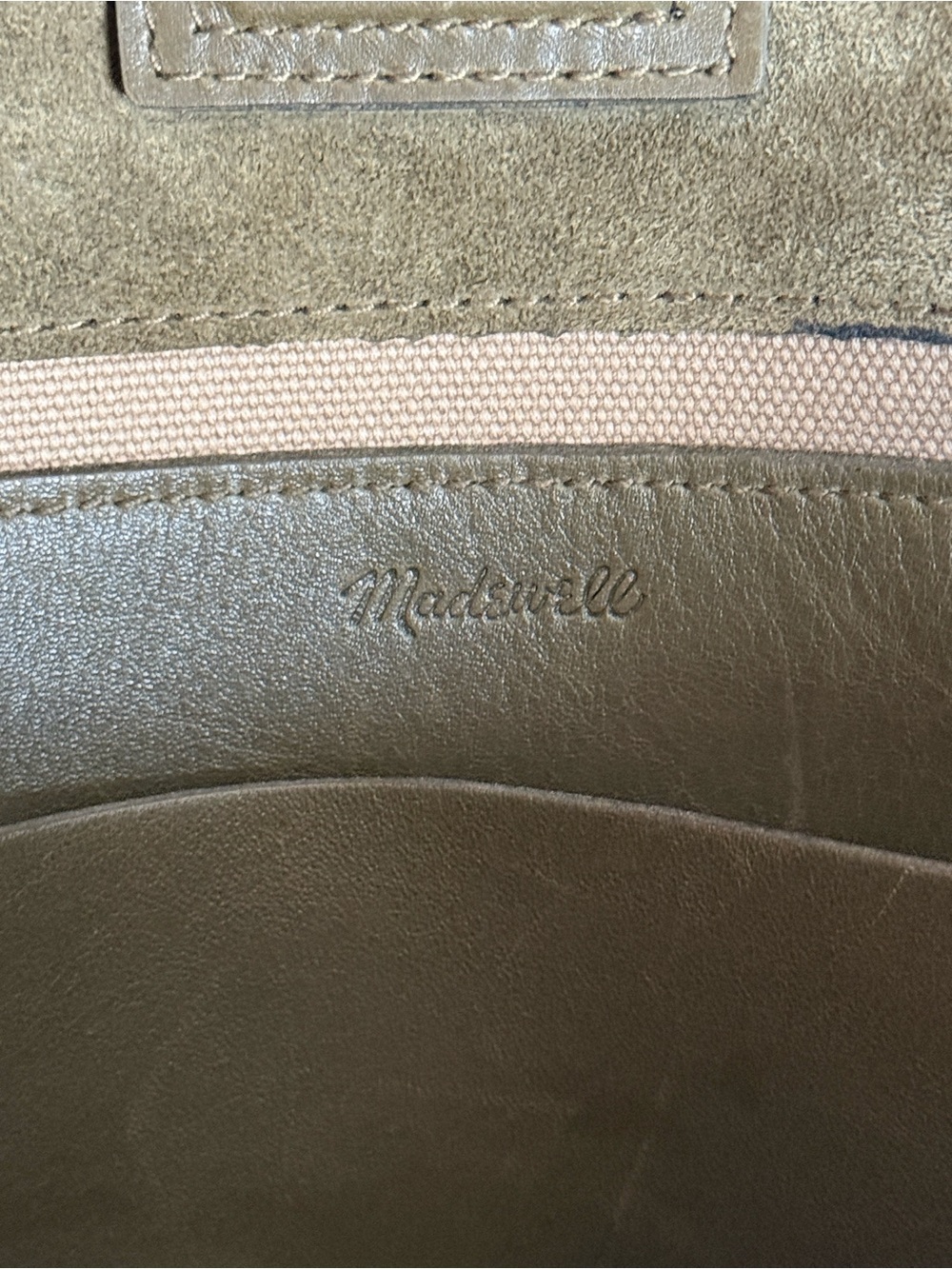 Madewell Olive Green Suede Essential Bucket Tote - Picture 5 of 7